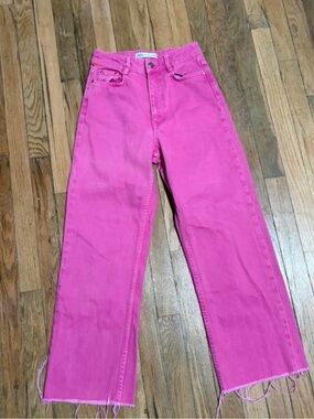 Zara Women’s High-Rise Pink Straight-Leg Jeans